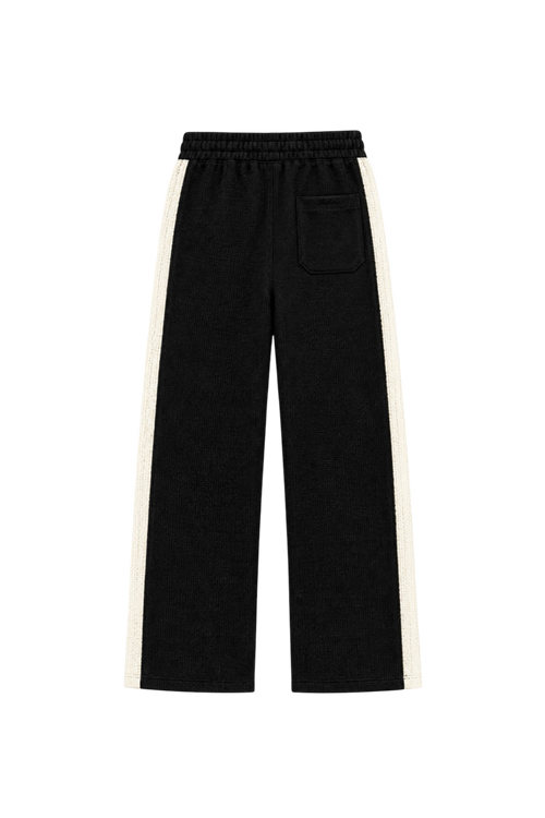 Signature Waffle Track Pants – Black/Beige