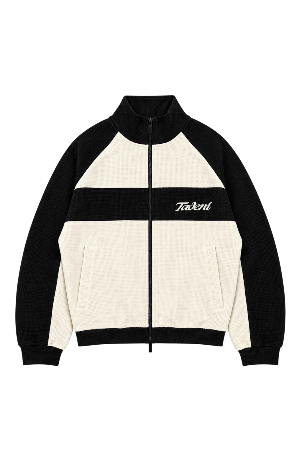 Signature Waffle Track Jacket – Black/Beige