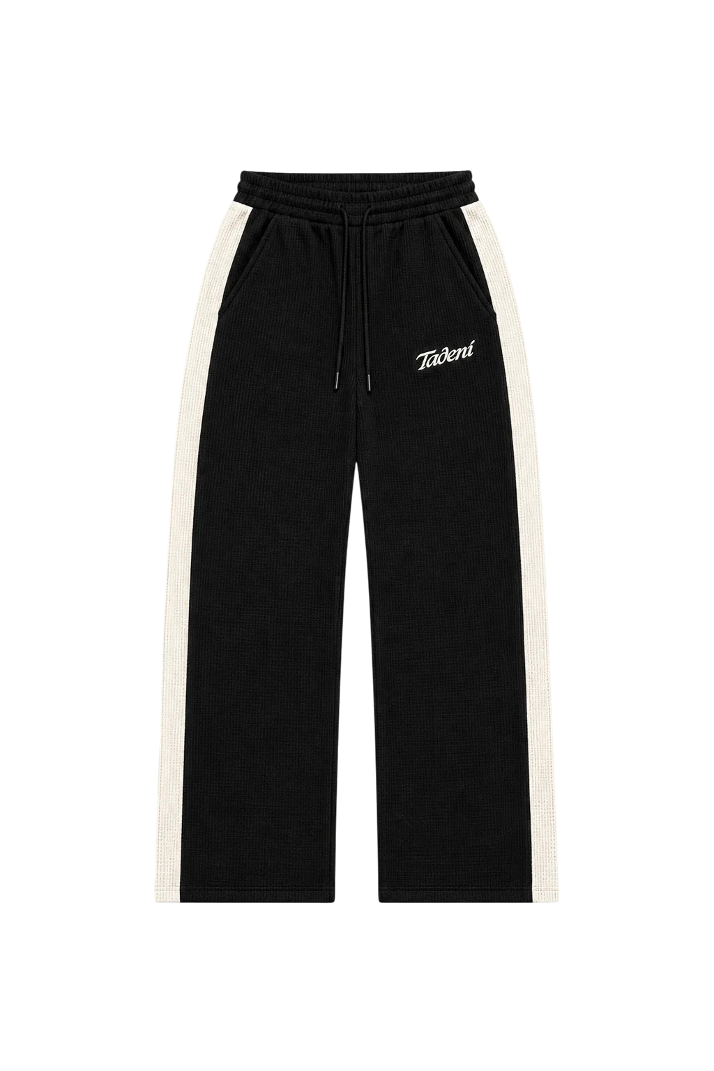 Signature Waffle Track Pants – Black/Beige
